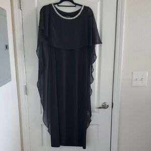 Chic Black Maxi Dress with Embellished Neckline